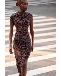 By Anthropologie - The Maya Ruched Cowl-Neck Midi Dress: Velvet Edition - Lyst