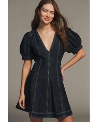 Pilcro - Puff-Sleeve Denim Mini Dress - Lyst
