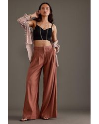 Maeve - The Avery Pleated Wide-leg Trousers By : Linen Edition - Lyst