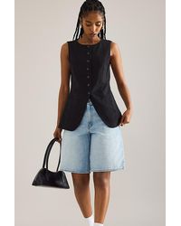 By Anthropologie - Linen-Blend Longline Waistcoat - Lyst