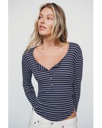 Pilcro - Ribbed Long-Sleeve Henley Top - Lyst