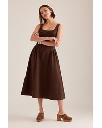 By Anthropologie - Livy Cotton-Linen Hourglass Midi Dress - Lyst