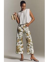 Maeve - The Colette Cropped Wide-Leg Trousers By Printed Linen Edition - Lyst