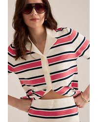 SELECTED - Amour Stripe Knit Polo Top - Lyst