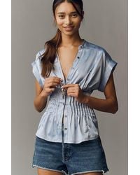 Pilcro - The Linden Silky Pleated Waisted Blouse By - Lyst