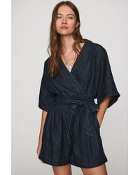 Pilcro - 100% Cotton Wrap-Tie Denim Playsuit - Lyst