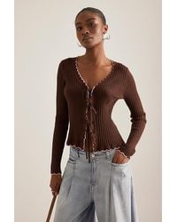 Maeve - Sofia Scallop Tie-Front Cardigan - Lyst