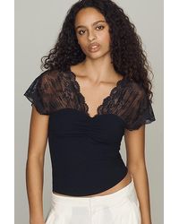 By Anthropologie - Lace Cap-Sleeve Top - Lyst