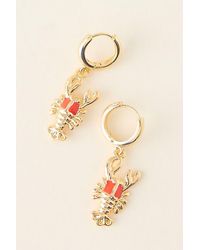 By Anthropologie - Plated Lobster Huggie Hoop Earrings - Lyst