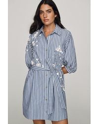Maeve - The Mona Mini Shirt Dress By - Lyst