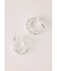 By Anthropologie - Hammered Moon Hoop Earrings - Lyst