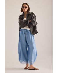 By Anthropologie - Cropped Lace-Hem Trousers - Lyst