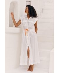 Celandine - Tie-Waist Maxi Shirt Dress - Lyst