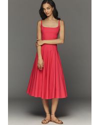 Maeve - Sleeveless Square-Neck Corset Midi Dress - Lyst