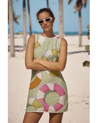 Celandine - Pool Float Printed Linen-Blend Mini Dress - Lyst