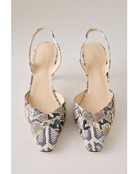 Maeve - Embossed Snake Print Leather Slingback Heels - Lyst