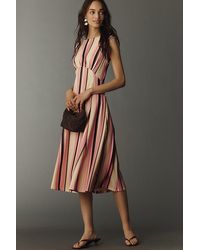 Maeve - Sleeveless Ruched Babydoll Midi Dress - Lyst