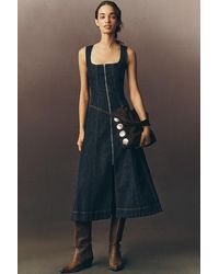 Pilcro - Denim Zip-Front Midi Dress - Lyst