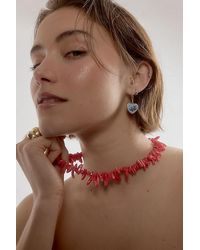 By Anthropologie - Ceramic Heart Huggie Hoop Earrings - Lyst