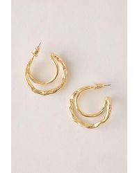 By Anthropologie - Hammered Moon Hoop Earrings - Lyst
