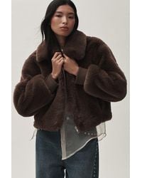 Maeve - Cropped Faux-Fur Coat - Lyst