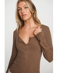 Pilcro - Ribbed Long-Sleeve Henley Top - Lyst