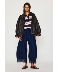 By Anthropologie - Reverie Cropped Lace-Hem Trousers - Lyst