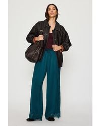 By Anthropologie - Satin Lace Wide-Leg Trousers - Lyst
