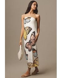 By Anthropologie - Satin Midi Slip Dress - Lyst