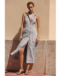 Pilcro - Sleeveless Snap-Front Midi Shirt Dress - Lyst