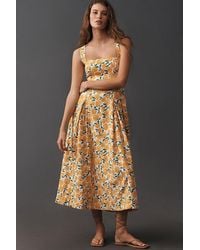 Maeve Off-the-shoulder Mixed-print Midi Dress | Lyst UK