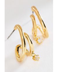 By Anthropologie - Crystal Double-Hoop Earrings - Lyst