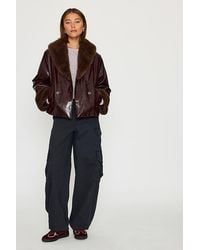 By Anthropologie - Pu Faux-Fur Trim Short Jacket - Lyst