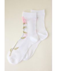 By Anthropologie - Floral Sheer Socks - Lyst