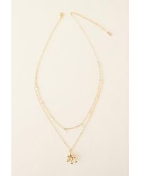 By Anthropologie - Plated Layered Floral Necklace - Lyst