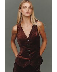 By Anthropologie - The Halsey Slim Button-Front Vest - Lyst