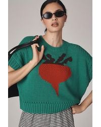 Maeve - Short-Sleeve Crew-Neck Veggie Motif Graphic Jumper - Lyst