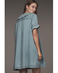 Pilcro Faux-Leather Short-Sleeve Zip-Front Mini Dress in Red | Lyst UK