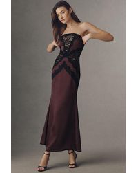 Mare Mare - Lace Satin Strapless Maxi Dress - Lyst