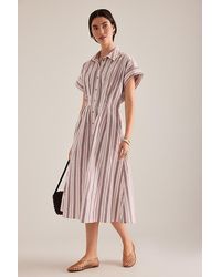 pilcro scoop-neck drop-waist midi dress EVEREVE Women's Susannah Scoop Neck Twofer Midi dress, Size XS, Blue main image 0