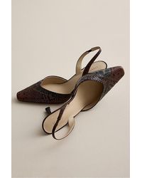 Maeve - Embossed Snake Print Leather Slingback Heels - Lyst