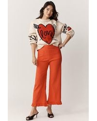 Maeve - The Colette Magic Fabric Ruffle-Hem Crop Wide-Leg Trousers By - Lyst