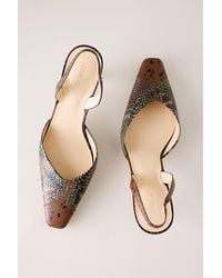 Maeve - Embossed Snake Print Leather Slingback Heels - Lyst