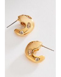 Anthropologie - Chunky Bezel Crystal Hoops - Lyst