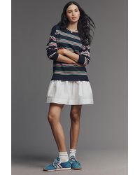 Maeve - Twofer Long-Sleeve Drop-Waist Mini Dress - Lyst