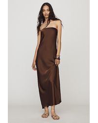 By Anthropologie - The Fleur Strapless Satin Maxi Slip Dress - Lyst