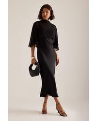By Anthropologie - Casey Cape Overlay Satin Midi Dress - Lyst