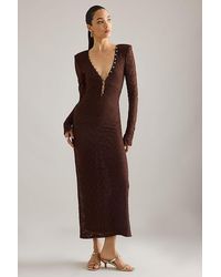 Bardot - Zenia Lace Button-Trim Midi Dress - Lyst