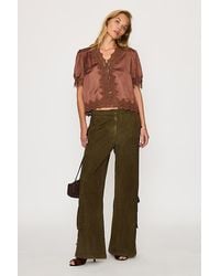 By Anthropologie - Stella Satin Lace-Trim Blouse - Lyst