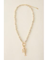 Anthropologie - 14K-Plated Beaded Fish Pendant Necklace - Lyst